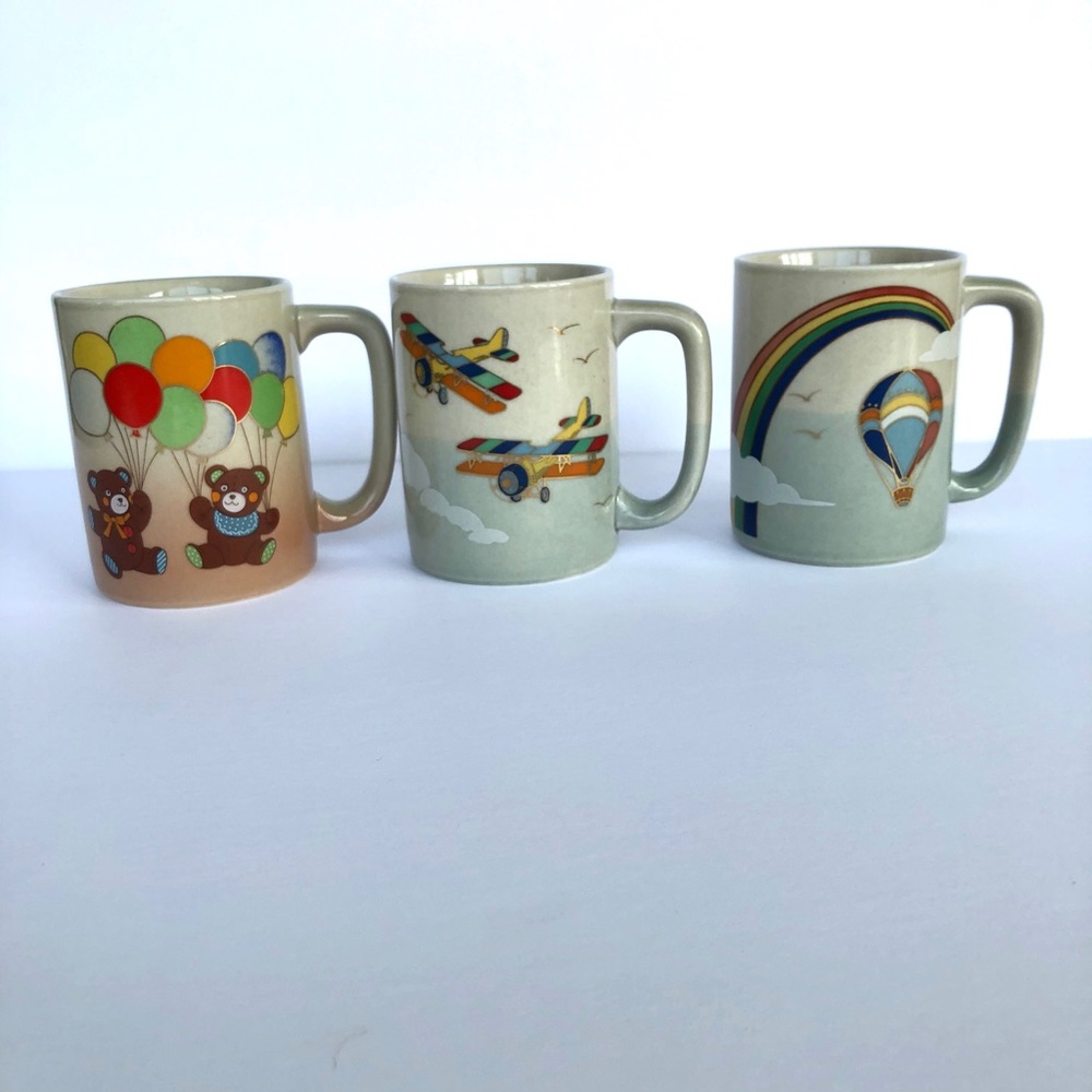 Vintage Otagiri Mugs - Balloon, Plane & Teddy Bear
